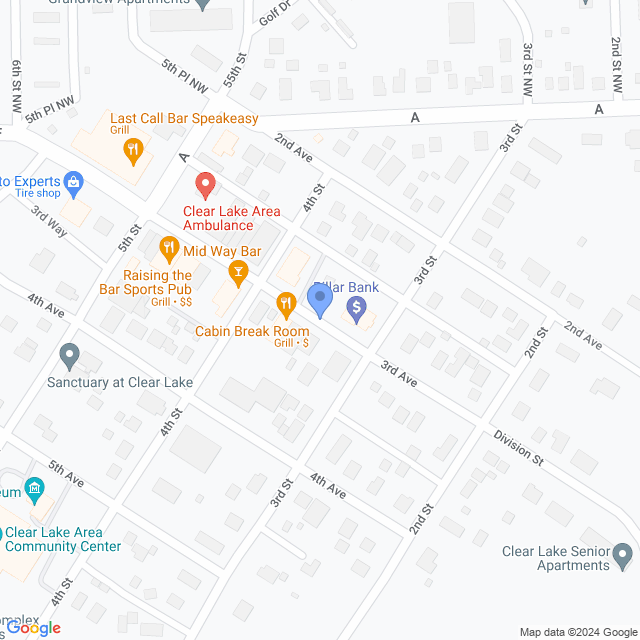Map of veterinarians in Clear Lake, WI