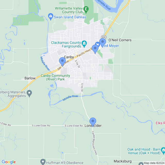 Map of veterinarians in Canby, OR