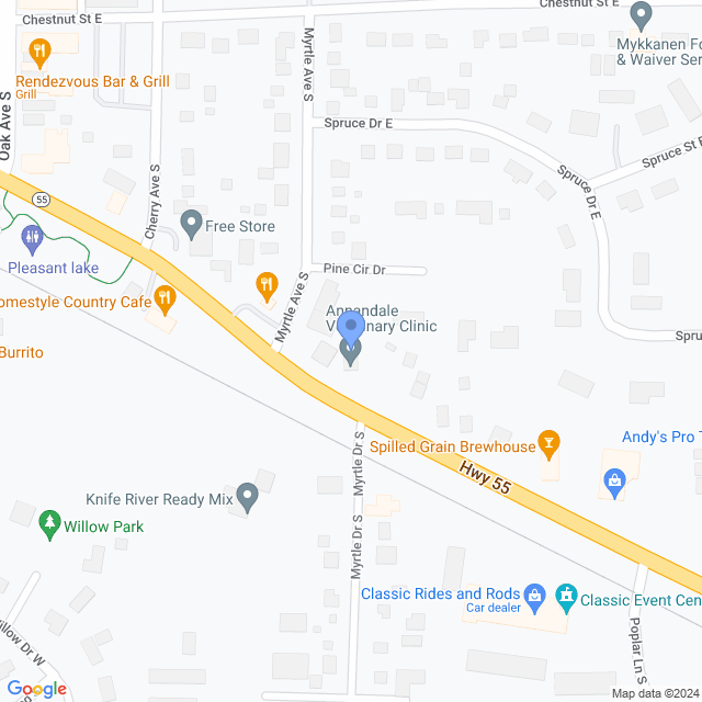Map of veterinarians in Annandale, MN