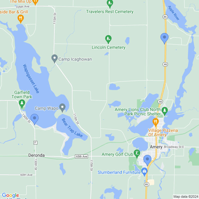 Map of veterinarians in Amery, WI