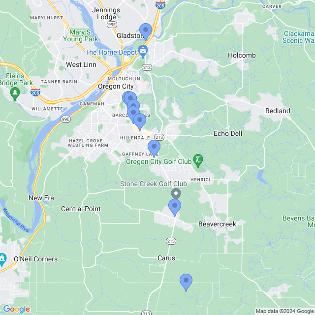 Map of veterinarians in Oregon City, OR