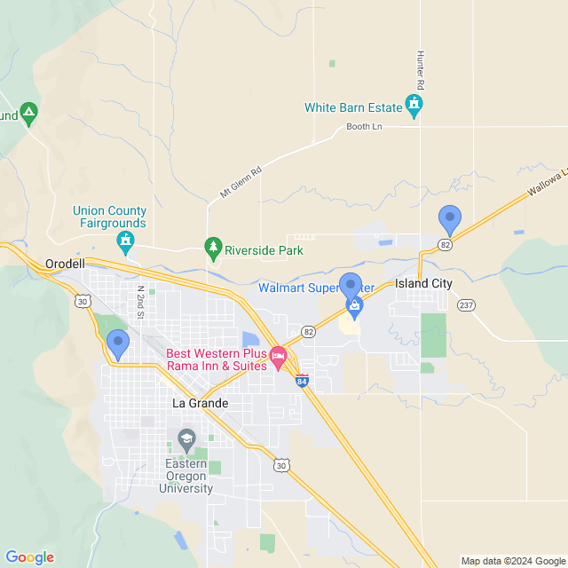 Map of veterinarians in La Grande, OR