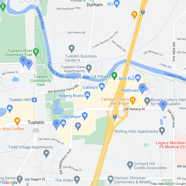Map of veterinarians in Tualatin, OR