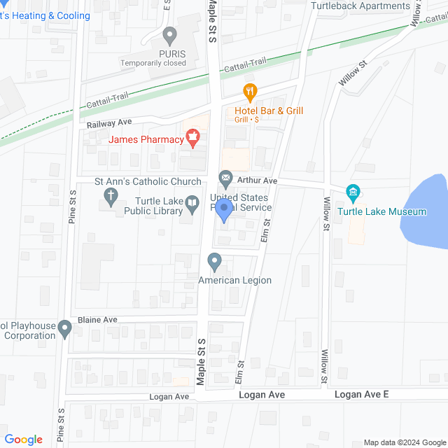 Map of veterinarians in Turtle Lake, WI