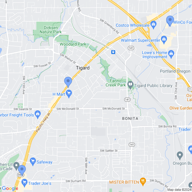 Map of veterinarians in Tigard, OR