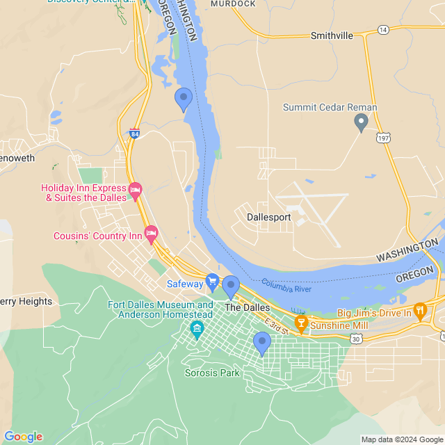 Map of veterinarians in The Dalles, OR