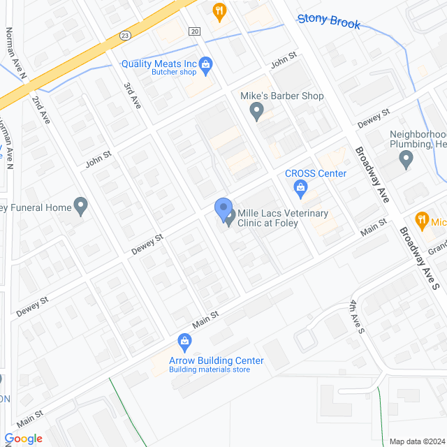 Map of veterinarians in Foley, MN
