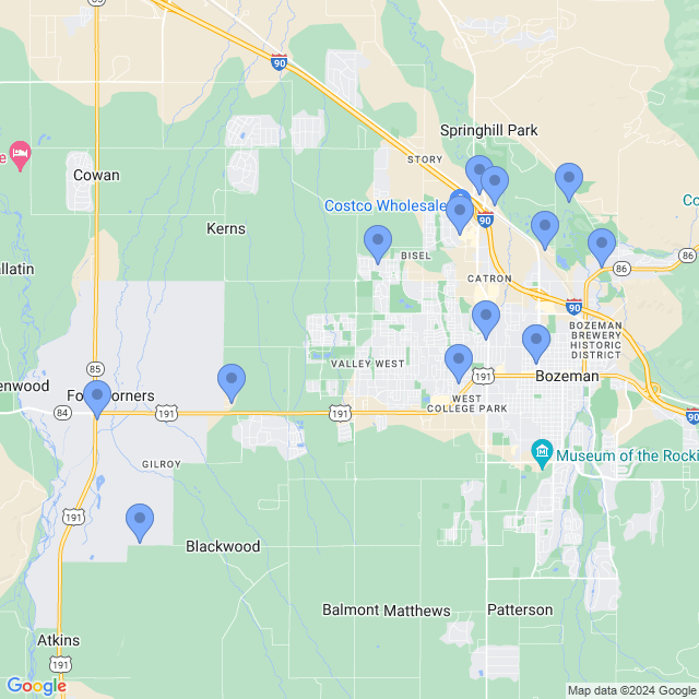 Map of veterinarians in Bozeman, MT