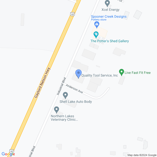 Map of veterinarians in Shell Lake, WI