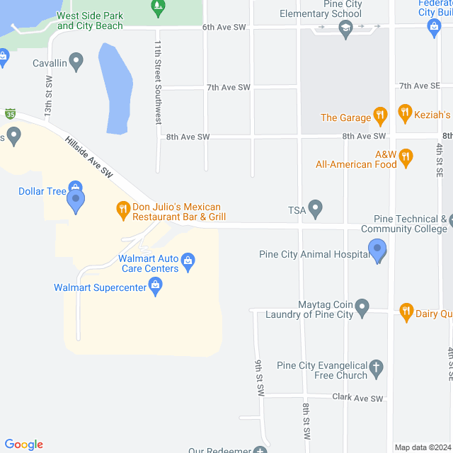 Map of veterinarians in Pine City, MN