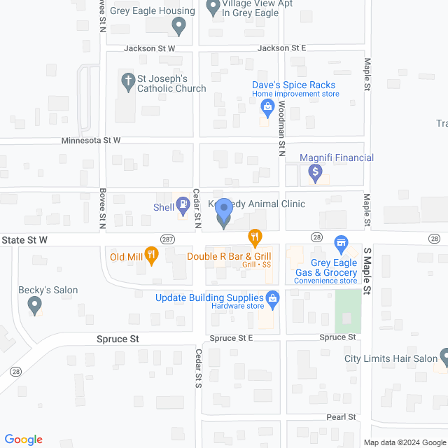 Map of veterinarians in Grey Eagle, MN