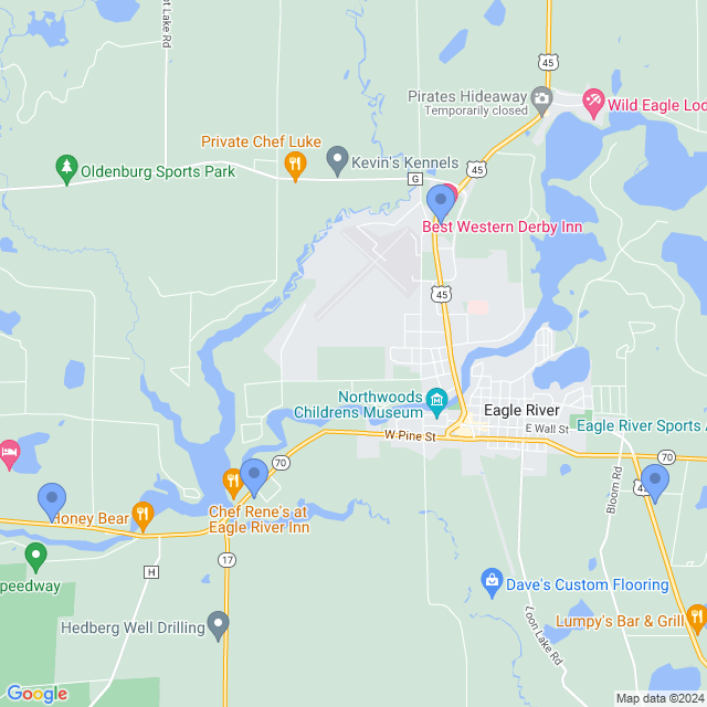 Map of veterinarians in Eagle River, WI