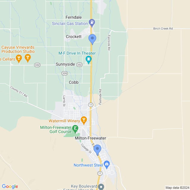 Map of veterinarians in Milton Freewater, OR