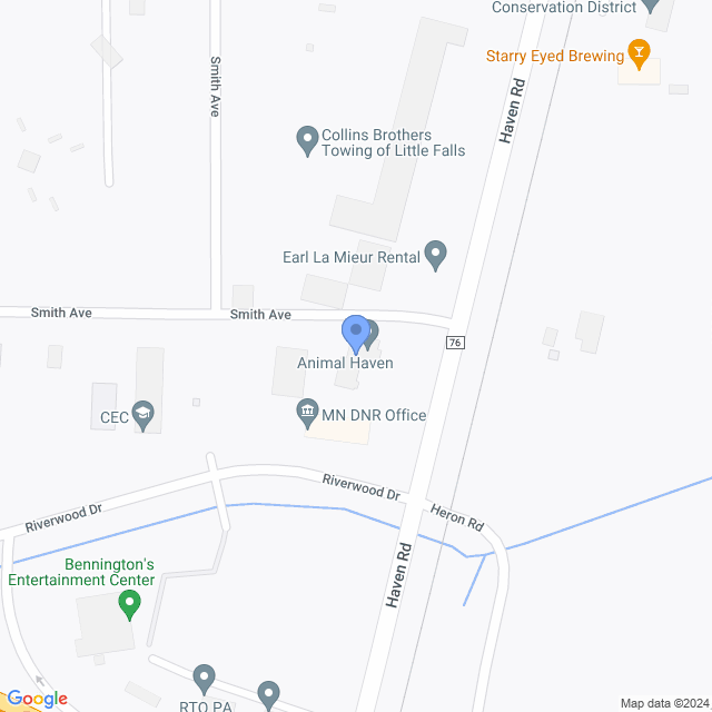 Map of veterinarians in Little Falls, MN