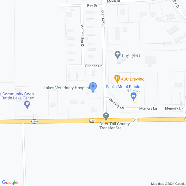 Map of veterinarians in Battle Lake, MN