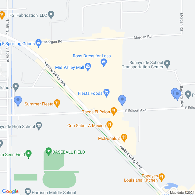 Map of veterinarians in Sunnyside, WA