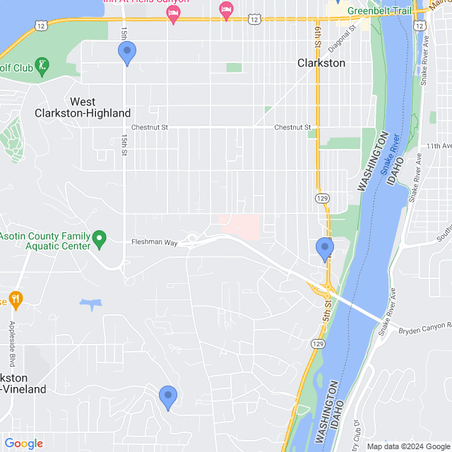 Map of veterinarians in Clarkston, WA