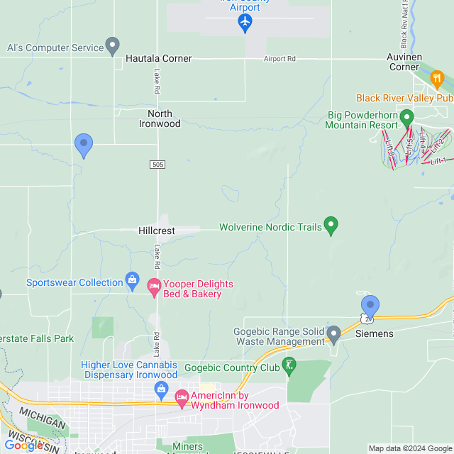 Map of veterinarians in Ironwood, MI