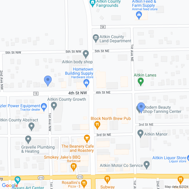 Map of veterinarians in Aitkin, MN
