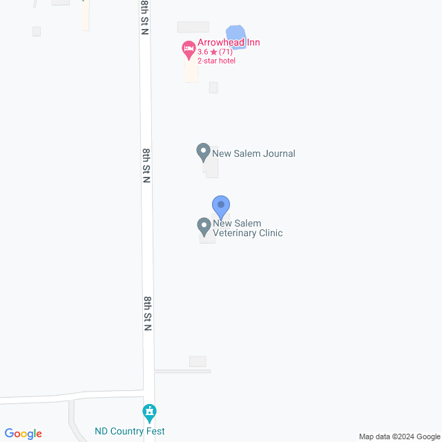 Map of veterinarians in New Salem, ND