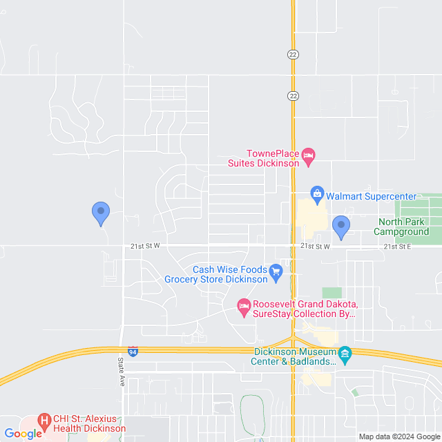 Map of veterinarians in Dickinson, ND