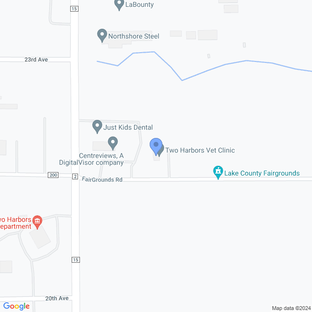 Map of veterinarians in Two Harbors, MN