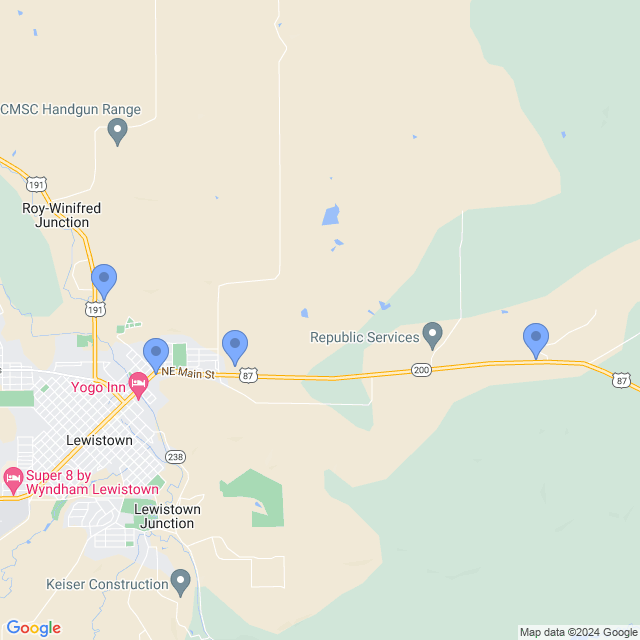 Map of veterinarians in Lewistown, MT
