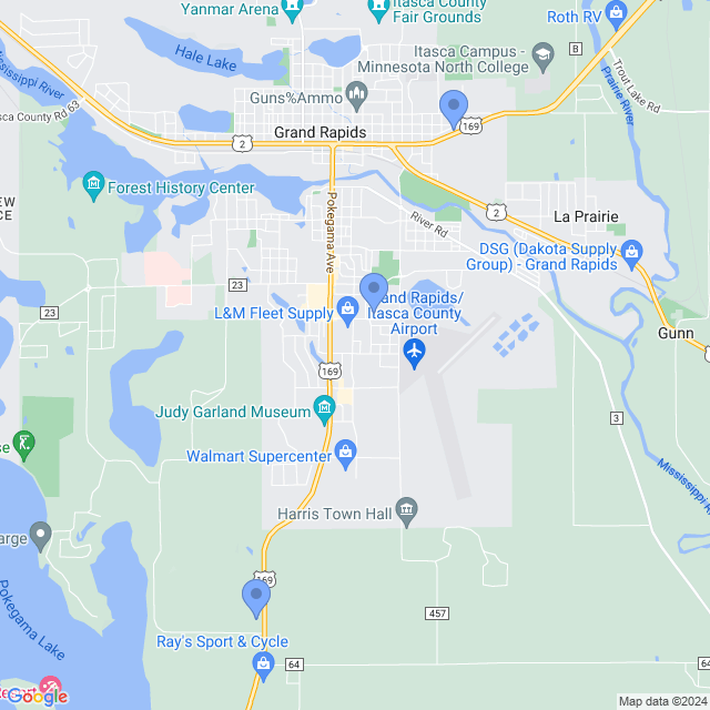 Map of veterinarians in Grand Rapids, MN