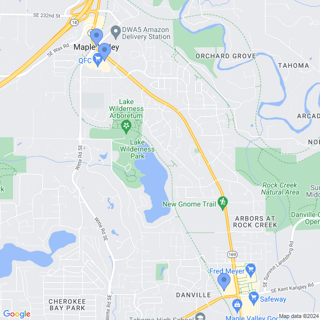 Map of veterinarians in Maple Valley, WA
