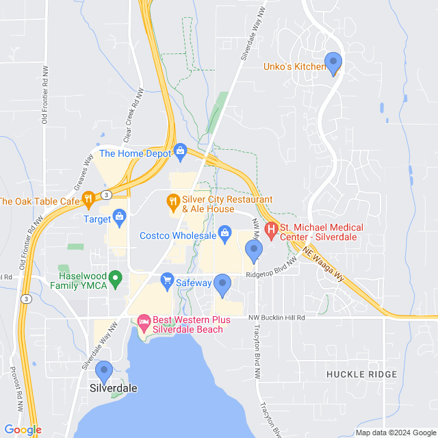 Map of veterinarians in Silverdale, WA