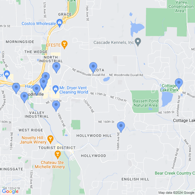 Map of veterinarians in Woodinville, WA