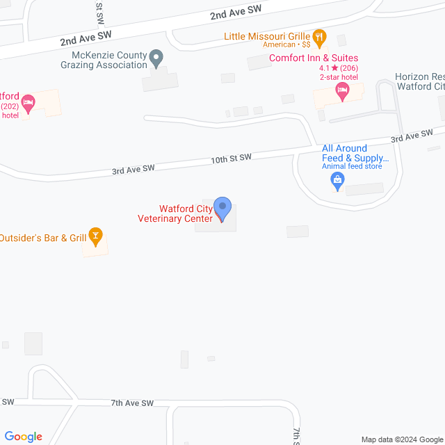 Map of veterinarians in Watford City, ND
