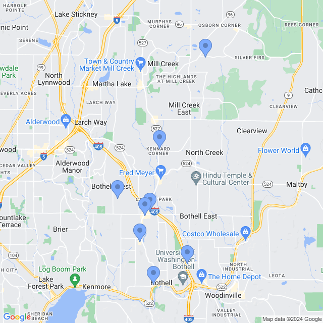 Map of veterinarians in Bothell, WA