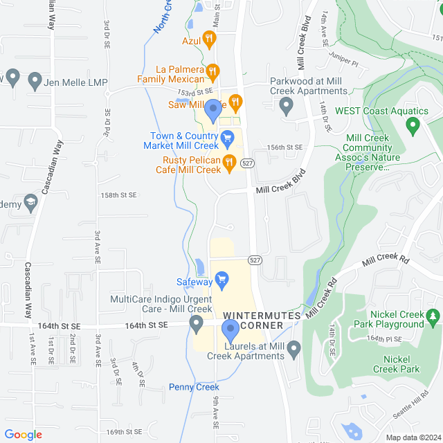 Map of veterinarians in Mill Creek, WA