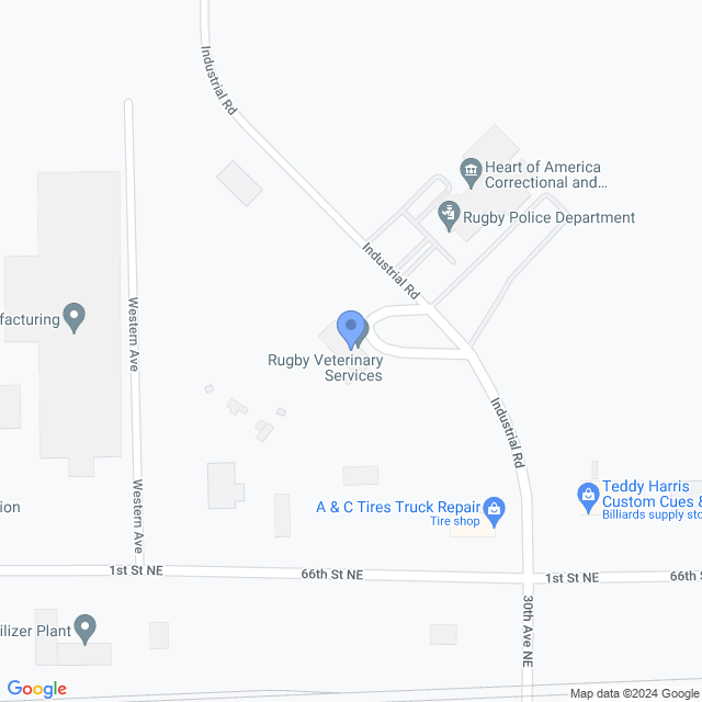 Map of veterinarians in Rugby, ND