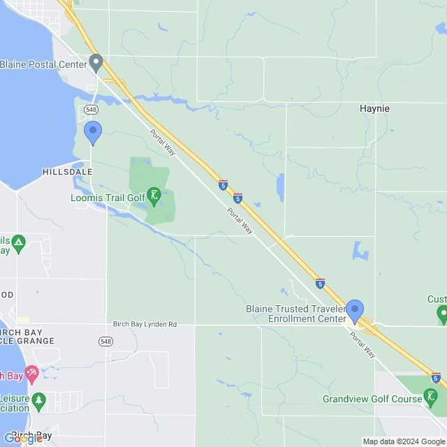 Map of veterinarians in Blaine, WA