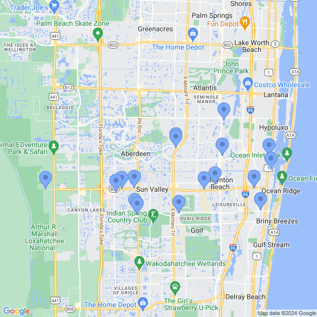 Map of veterinarians in Boynton Beach, FL