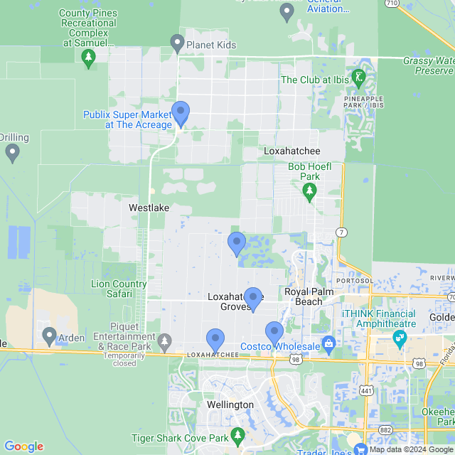 Map of veterinarians in Loxahatchee, FL