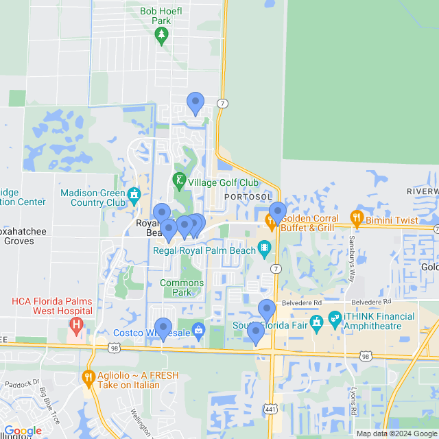 Map of veterinarians in Royal Palm Beach, FL