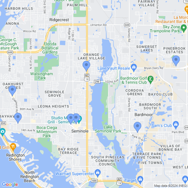 Map of veterinarians in Seminole, FL