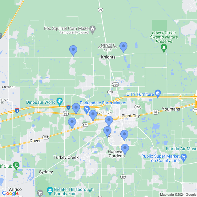 Map of veterinarians in Plant City, FL