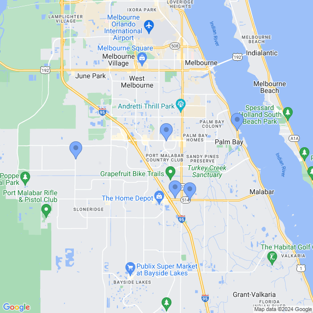 Map of veterinarians in Palm Bay, FL