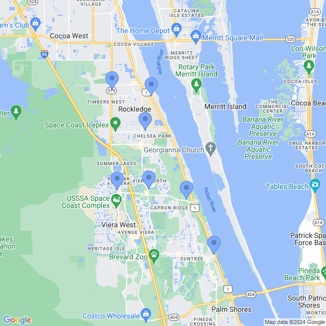 Map of veterinarians in Rockledge, FL