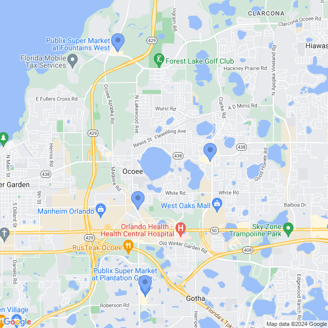 Map of veterinarians in Ocoee, FL
