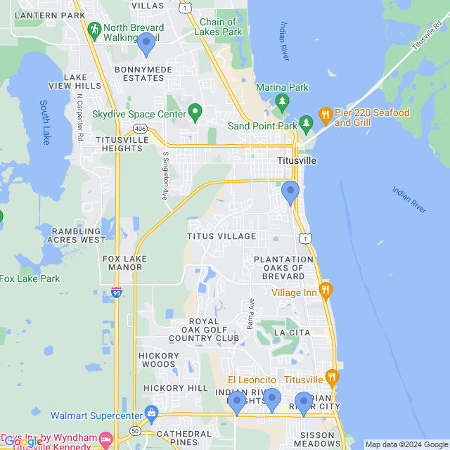 Map of veterinarians in Titusville, FL