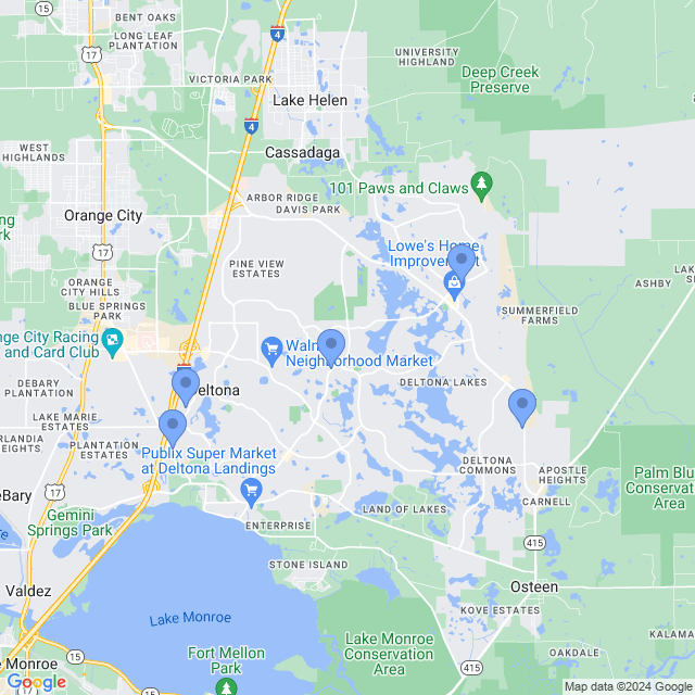 Map of veterinarians in Deltona, FL