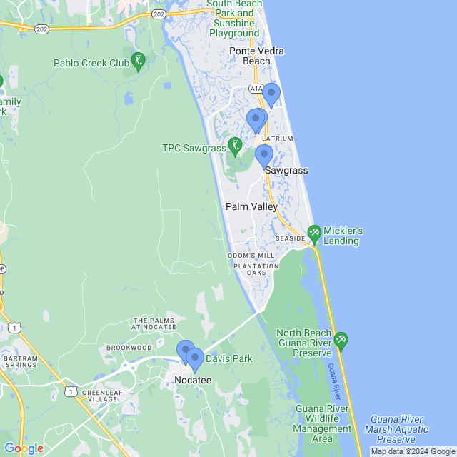 Map of veterinarians in Ponte Vedra Bch, FL