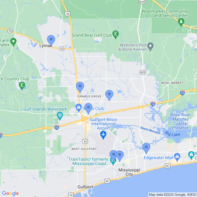 Map of veterinarians in Gulfport, MS