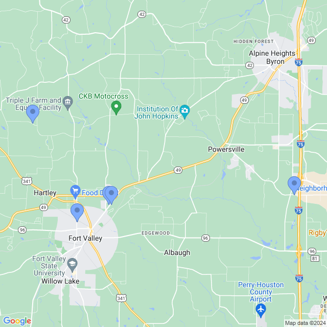 Map of veterinarians in Fort Valley, GA