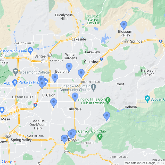 Map of veterinarians in El Cajon, CA